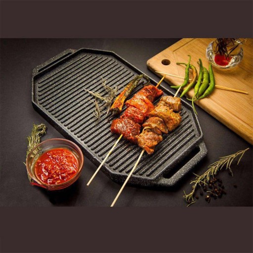 استیک پز چدنی 8 ضلعی آب بندی شده (صفحه گریل دو طرفه چدن خالص بدون روکش)